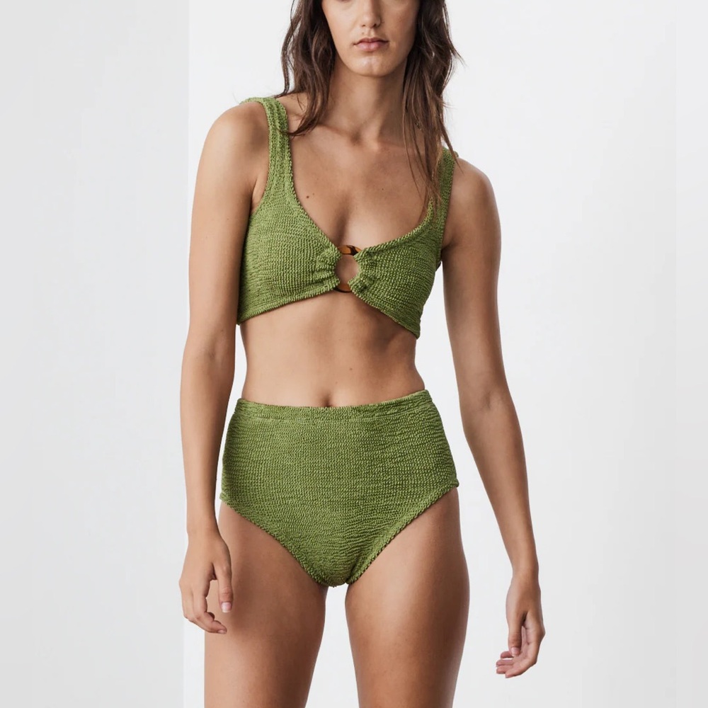 NWOT: HUNZA G Nadine High-Waist Bikini w/ Tortoiseshell Hoop